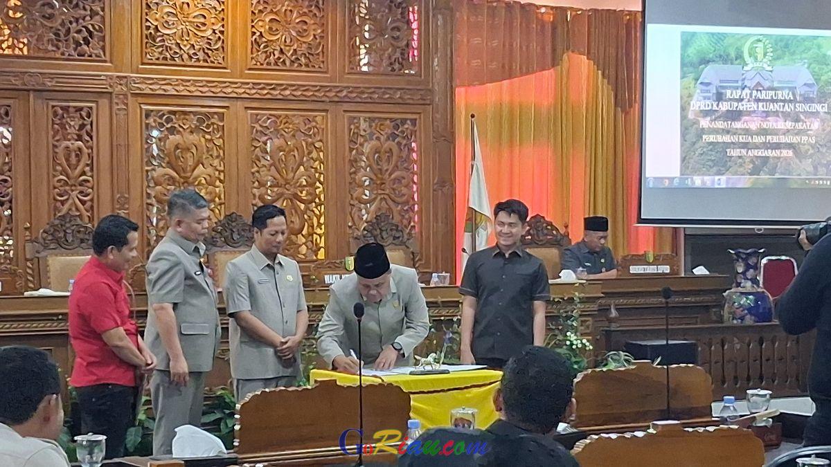 Pendapatan Naik Rp96,6 Miliar, DPRD-Pemkab Kuansing Sepakati KUA-PPAS APBD Perubahan 2026