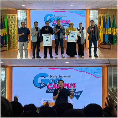Bekali Generasi Muda Riau, Bisnis Indonesia Goes to Campus 2026 Hadir di Umri