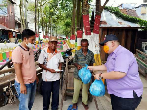 Hadapi Wabah Corona, Komunitas Pemuda Kreatif dan Aktif Bagi-bagi Masker dan Sembako Gratis di Bagansiapiapi
