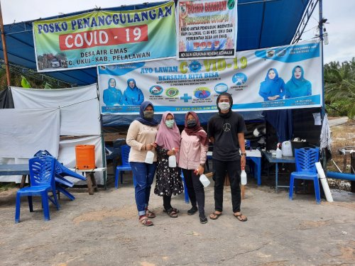 Tim Kukerta Unri Berpartisipasi dalam Pencegahan Covid-19 di Desa Air Emas