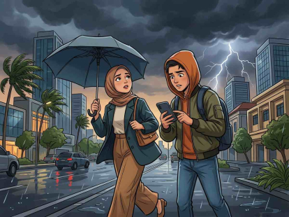 GoRiau Waspada Cuaca Ekstrem, Hujan Deras dan Petir Mengintai Riau hingga Malam Nanti