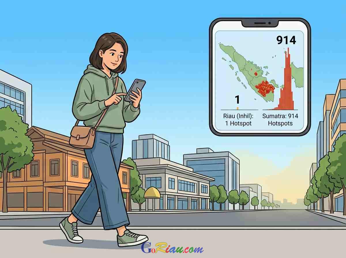 Hotspot Sumatera Tembus 914 Titik, Riau Hanya Catat Satu Titik Api di Indragiri Hilir