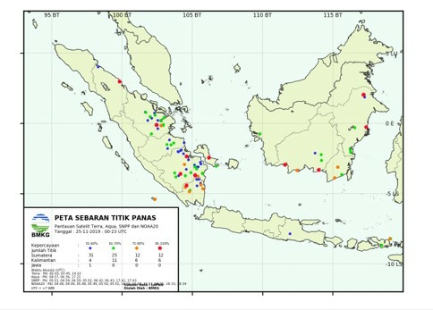 Meski Musim Hujan, 24 Titik Panas Kembali Bermunculan di Riau