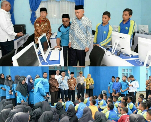 Kunjungi SMP Islam Teknologi Rohul, Gubernur Riau Tinjau Lahan Pembangunan SMA Istek