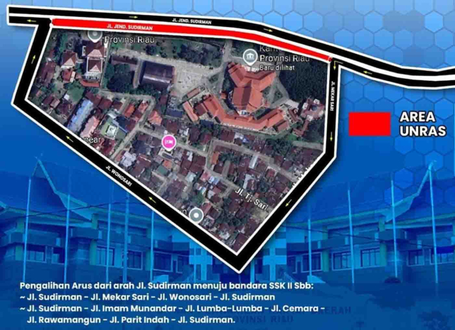Ada Aksi Demo di DPRD Riau, Arus Lalulintas di Jalan Sudirman Pekanbaru Dialihkan Mulai Siang Ini