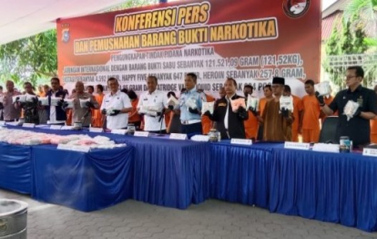 GoRiau Polda Riau Gagalkan Peredaran 42,4 Kg Sabu Jaringan Internasional di Pekanbaru