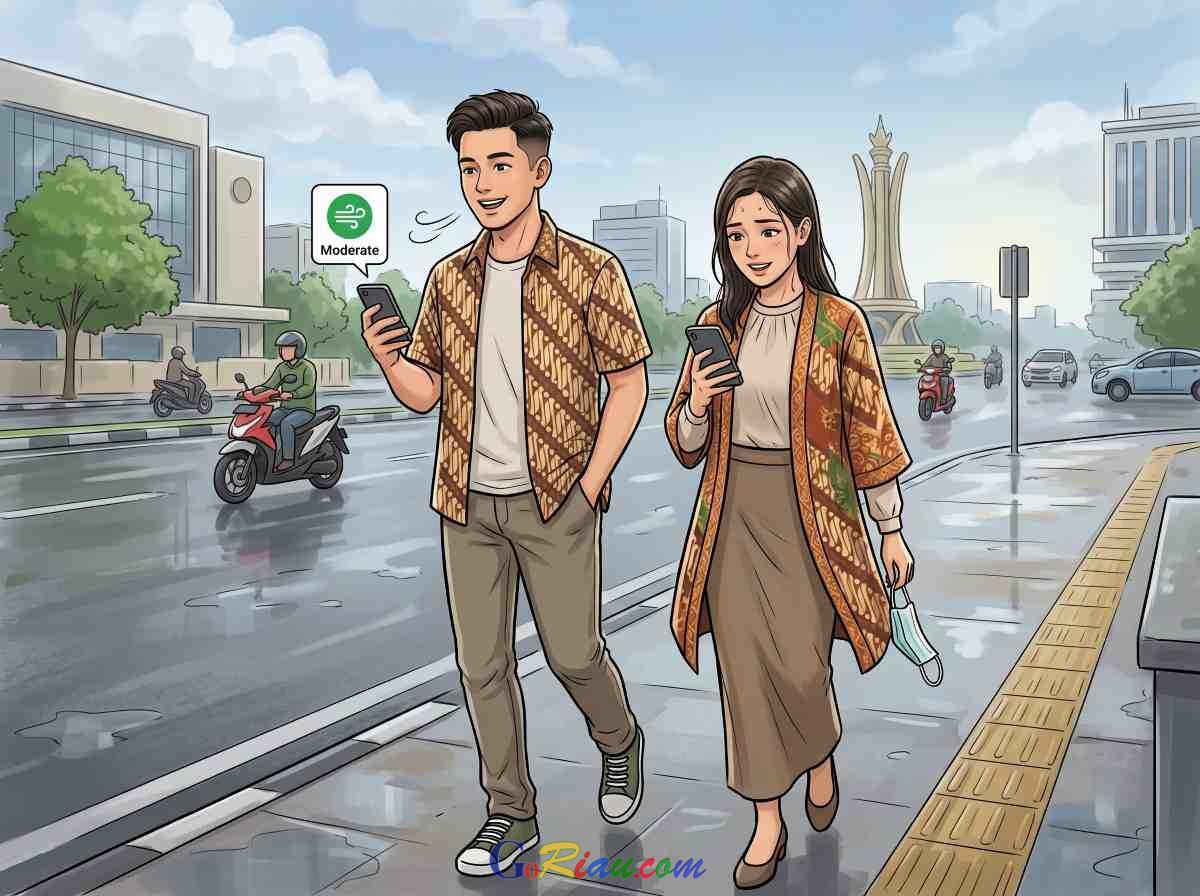 Gerimis Basahi Pekanbaru, Kualitas Udara Berangsur Membaik dari Status Berbahaya