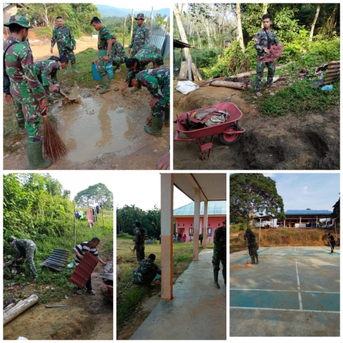 TNI Tanamkan Perilaku Hidup Bersih kepada Masyarakat Desa