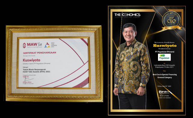 Dirut Pegadaian Kuswiyoto Raih Dua Penghargaan CEO 2021