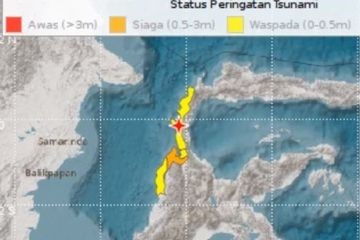 Peringatan Dini Tsunami Akibat Gempa 7,7 SR di Donggala Dicabut