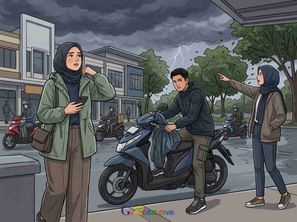 Hujan Deras Disertai Petir Intai Pekanbaru dan Empat Daerah di Riau, Warga Diminta Waspada
