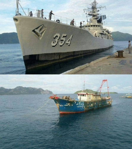 KRI Oswald Terpaksa Tembak Anjungan Kapal Nelayan China di Natuna karena Berusaha Kabur