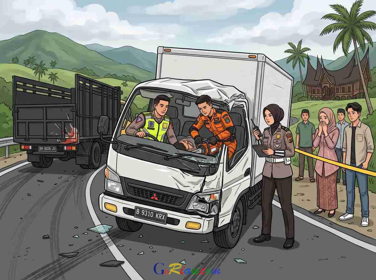 Truk Boks Hantam Kendaraan Lain di Lintas Solok, Sopir Asal Rohul Riau Tewas Terjepit