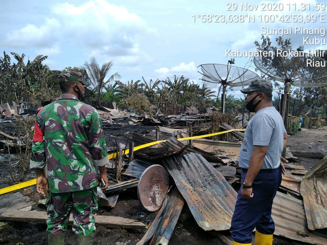 20 Unit Rumah Karyawan PT Jatim Jaya Perkasa Sungai Majo Kubu Babussalam Terbakar, Satu Balita Tewas