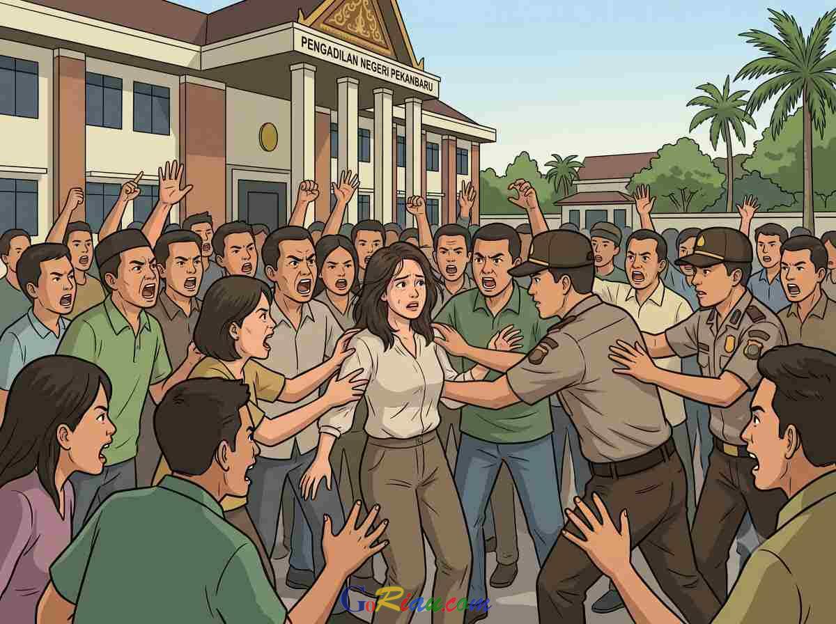 Kericuhan Warnai Sidang Vonis Abdul Wahid, Polisi Amankan Perempuan yang Diduga Penyusup di Pengadilan