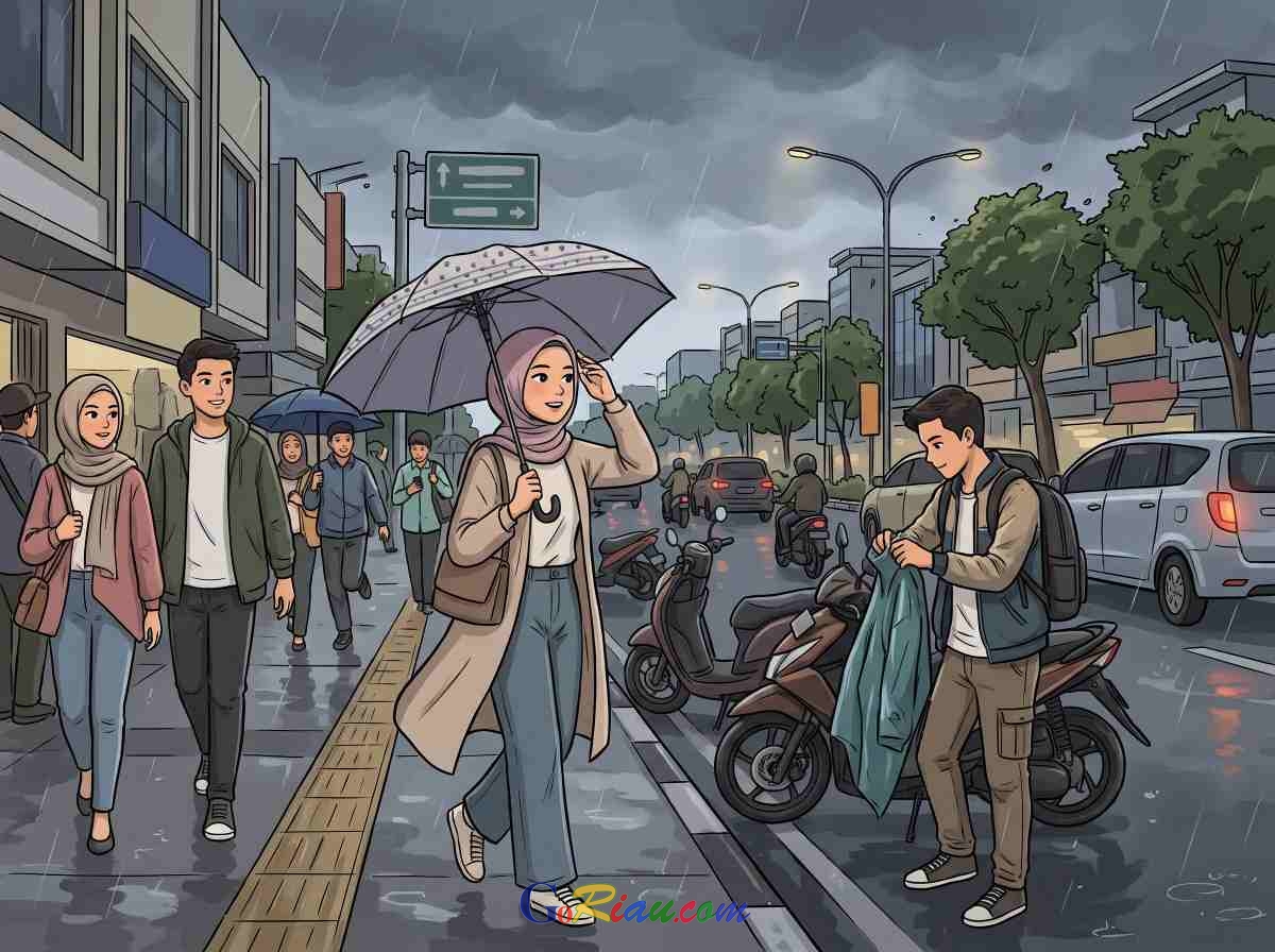 BMKG Rilis Prakiraan Cuaca Riau, Hujan Guyur Pekanbaru dan Siak Sore Ini