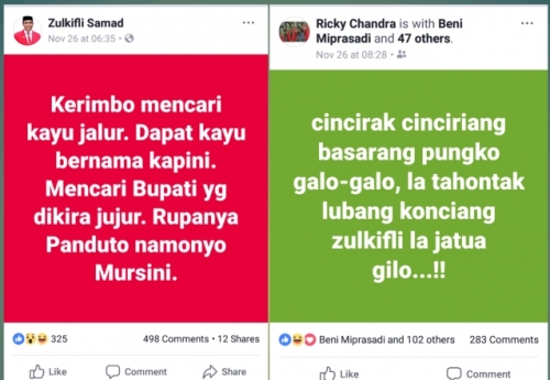 Pendukung MH Saling Hujat di Facebook, Bupati Kuansing Minta Semua Pihak Menahan Diri