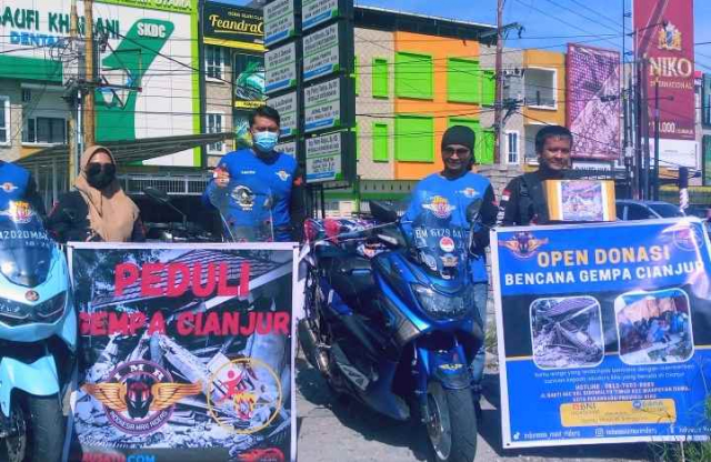 Komunitas Motor Yamaha Indonesia Maxi Rider Pekanbaru Buka Donasi Peduli Gempa Cianjur