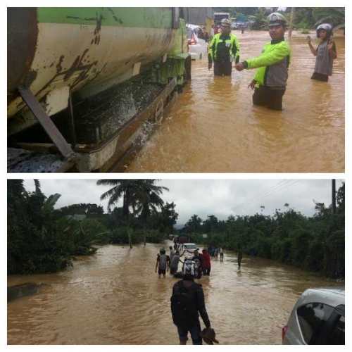 Banjir di Pangkalan Lumpuhkan Aktivitas Ruas Jalan Penghubung Riau - Sumbar, Begini Kondisi Hingga Siang Ini