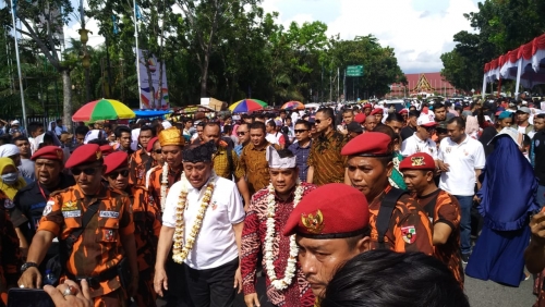 Deklarasi Dukung Jokowi, Ribuan Massa Pemuda Pancasila Penuhi Jalan Gajah Mada Pekanbaru